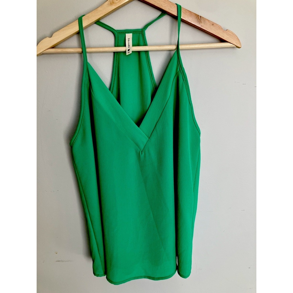 Tyche Women's Green Sleeveless V-Neck Tank Top – Size Small – Made in USA